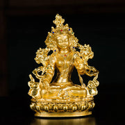 Buddha Stones Bodhisattva White Tara Hope Protection Gold Plated Statue Decoration Decorations BS 1