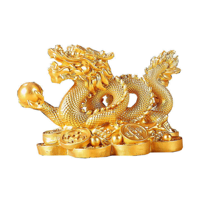 Buddha Stones Feng Shui Dragon Copper Coin Wealth Success Luck