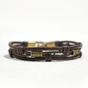 Buddha Stones Vintage Leather Wrist Band Brown Rope Layered Bracelet Bangle Bracelet BS Dark Brown Thread