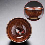 Buddha Stones Small Koi Fish Kiln Change Chinese Jianzhan Ceramic Teacup Kung Fu Tea Cup 60ml