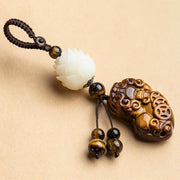 Buddha Stones PiXiu Chalcedony Bodhi Seed Lotus Courage Strength Keychain Key Chain BS Tiger Eye Large Lotus