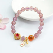 Buddha Stones Natural Purple Chalcedony Candy Agate Peace Buckle Harmony Lucky Fortune Charm Bracelet Bracelet BS 2