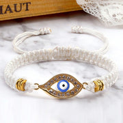 Buddha Stones Evil Eye Keep Away Evil Spirits String Bracelet Bracelet BS White Light Blue Evil Eye Gold Border
