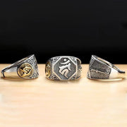 Buddha Stones 925 Sterling Silver Sanskrit Design Carved Protection Adjustable Ring Ring BS 12