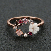 Buddha Stones Rose Gold Butterfly Flower Copper Wealth Ring Ring BS 2