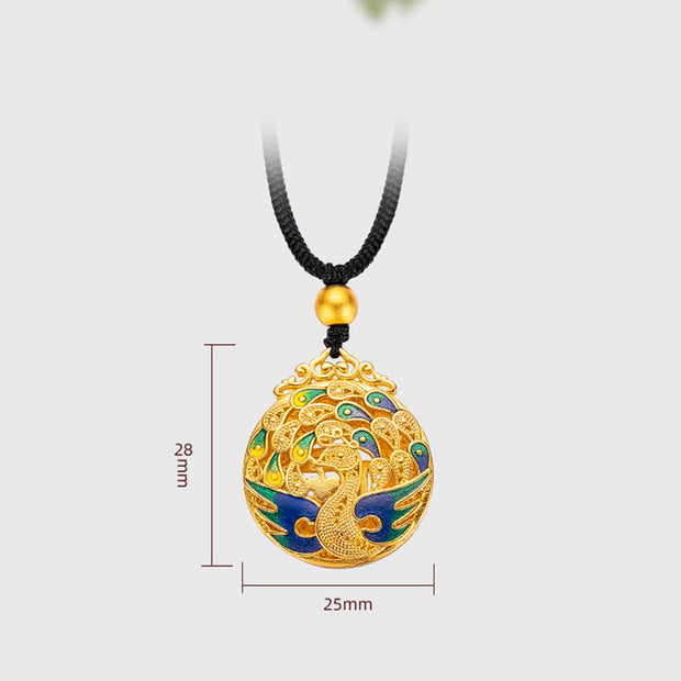 Buddha Stones Phoenix Fu Character Luck Protection Necklace Pendant Necklaces & Pendants BS 6