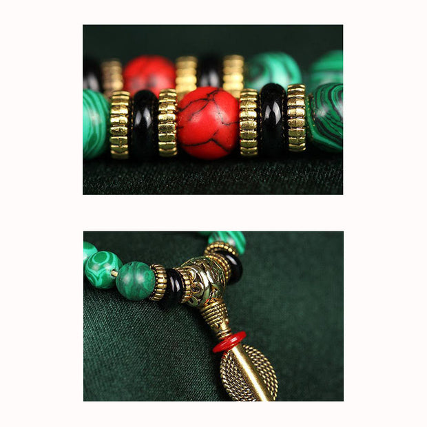 Buddha Stones Tibetan 108 Mala Malachite Beads Bracelet Necklace Bracelet BS 9