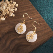 Buddha Stones FengShui White Jade Fortune Earrings Earrings BS 2