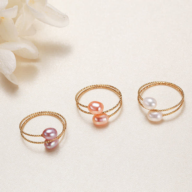 Pearl Happiness Wealth Double Single Ring