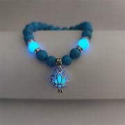 Buddha Stones Tibetan Turquoise Glowstone Luminous Bead Lotus Protection Bracelet Bracelet BS 9