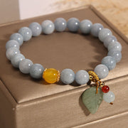 Buddha Stones Aquamarine Jade Leaf Healing Charm Bracelet Bracelet BS 2