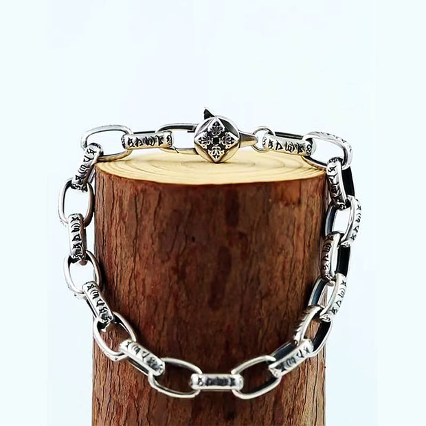 Buddha Stones Om Mani Padme Hum Double Dorje Copper Engraved Wisdom Bracelet Bracelet BS 6