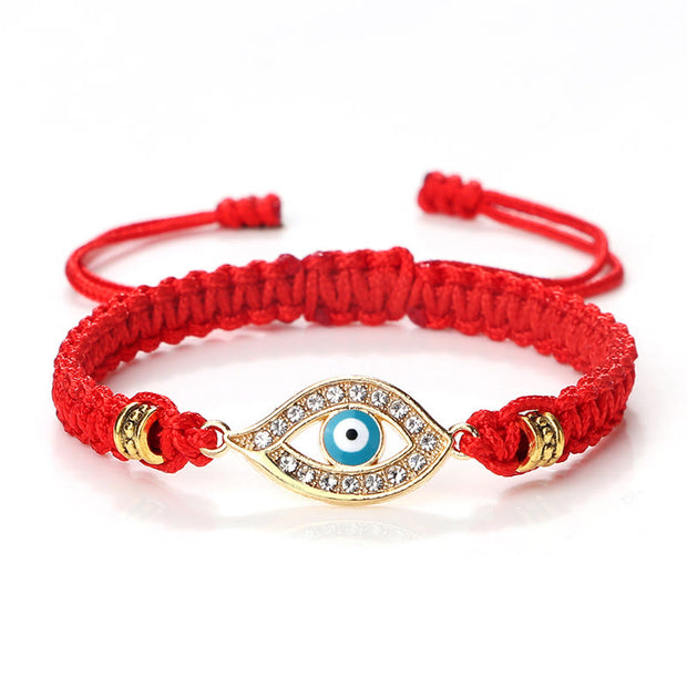 Buddha Stones Evil Eye Keep Away Evil Spirits String Bracelet Bracelet BS Red Light Blue Evil Eye Gold Border