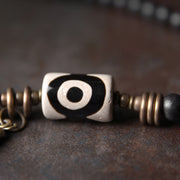 Buddha Stones Ebony Wood Dzi Bead Copper Protection Couple Bracelet Bracelet BS 3