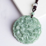 Buddha Stones Chinese Zodiac Dragon Phoenix Round Jade Luck Necklace String Pendant Necklaces & Pendants BS 10
