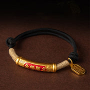 Buddha Stones 999 Sterling Silver Tibet Handmade Om Mani Padme Hum Fu Character TopRank Character Luck Braided Bracelet
