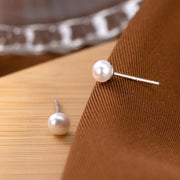Buddha Stones 925 Sterling Silver Pearl Wealth Stud Earrings