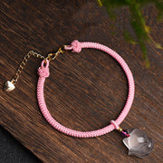 Buddha Stones Lucky Pink Crystal Fox Love String Bracelet