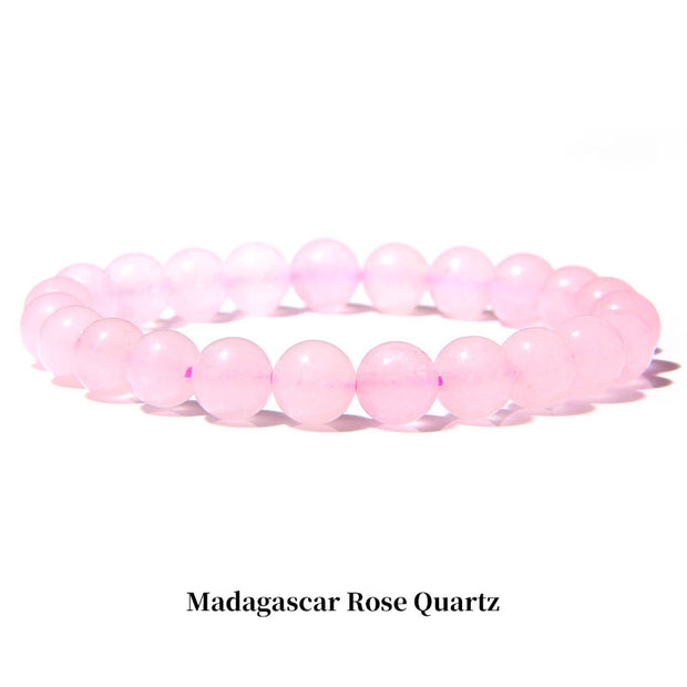 Buddha Stones Natural Stone Quartz Healing Beads Bracelet Bracelet BS 8mm Madagascar Rose Quartz