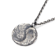 Buddha Stones 990 Sterling Silver Yin Yang Hammer Texture Harmony Necklace Pendant Necklaces & Pendants BS 6