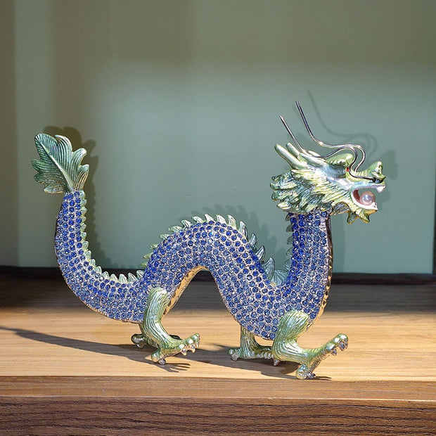 Buddha Stones Handmade Feng Shui Dragon Luck Success Home Decoration Decorations BS Blue Green