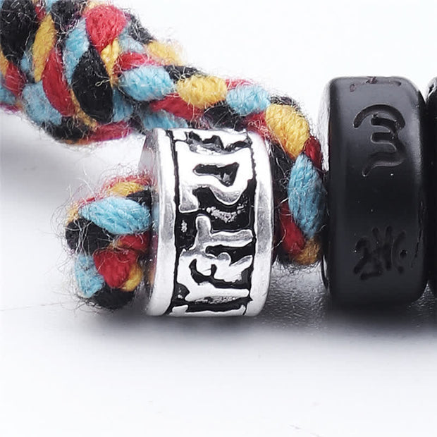 Buddha Stones Tibetan Coconut Shell Beads Engraved Om Mani Padme Hum Mantra Happiness Bracelet Bracelet BS 7