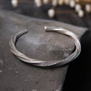 Buddha Stones Vintage 925 Sterling Silver Twisted Design Luck Bracelet Bangle
