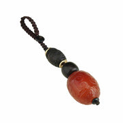Buddha Stones Red Agate Green Agate Confidence Calm Key Chain Key Chain BS 5