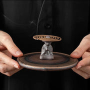 Buddha Stones Small Person Meditation Ceramic Spiritual Healing Incense Burner Incense Burner BS 4