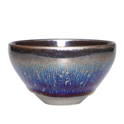 Buddha Stones Chinese Jianzhan Blue Colorful Glaze Ceramic Teacup Tenmoku Kung Fu Tea Cup With Gift Box