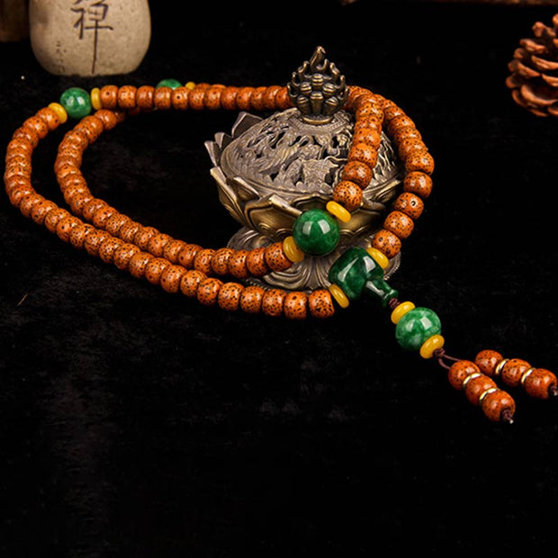 Buddha Stones 108 Beads Mala Bodhi Seed Jade Harmony Bracelet Mala Bracelet BS 2