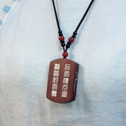 Buddha Stones 999 Sterling Silver Ebony Wood Red Sandalwood Yin Yang Bagua Balance Necklace Pendant