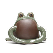Buddha Stones FengShui Wealth Lucky Cute Frog Ceramic Tea Pet Figurine Decoration