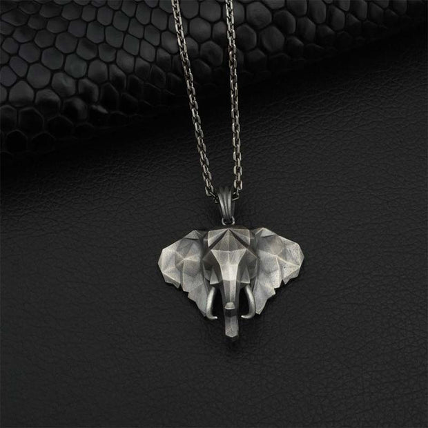 Buddha Stones Elephant Pewter Titanium Steel Strength Necklace Pendant Necklaces & Pendants BS 1