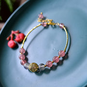 Buddha Stones Natural Strawberry Quartz Moonstone Positive Bracelet Bracelet BS 5