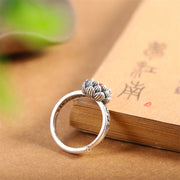 925 Sterling Silver Lotus Red Agate Confidence Blessing Ring (Extra 30% Off | USE CODE: FS30) Ring BS 5