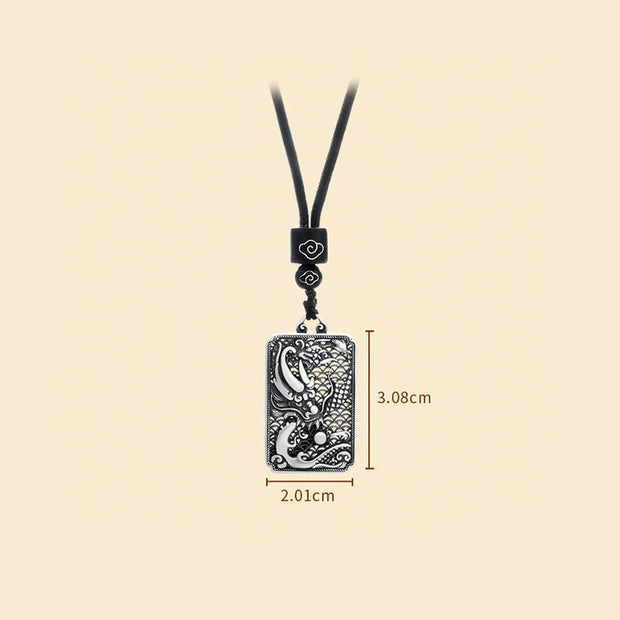 Buddha Stones 999 Sterling Silver Year Of The Dragon Handcrafted Flying Dragon Carved Protection Necklace Pendant Necklaces & Pendants BS 4