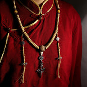 Buddha Stones Tibet 108 Mala Beads Bodhi Seed Cross Vajra Dharma Wheel PiXiu Wealth Bracelet Mala Bracelet BS 2