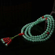 Buddha Stones 108 Beads Green Aventurine Red Agate Luck Mala Bracelet Mala Bracelet BS 8