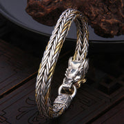 Buddha Stones 925 Sterling Silver Year Of The Dragon Auspicious Dragon Protection Metal Braided Design Bracelet Bracelet BS 3