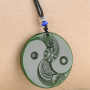 Buddha Stones Bagua Yin Yang Cyan Jade Luck Necklace Pendant Necklaces & Pendants BS 1