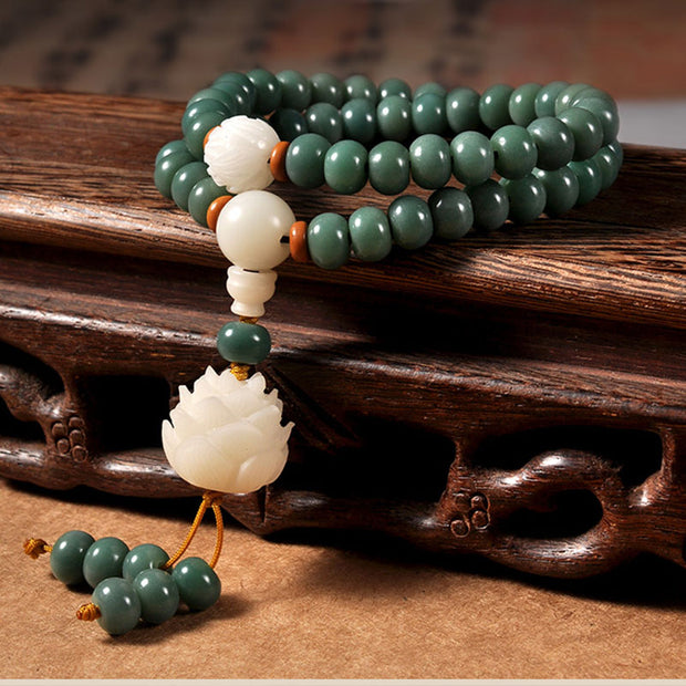 Buddhastoneshop Lotus Cyan Bodhi Seed Success Bracelet