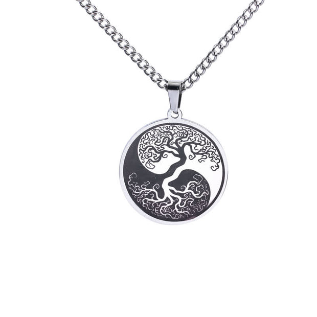 Buddha Stones The Tree of Life Titanium Steel Connection Necklace Pendant Necklaces & Pendants BS Silver