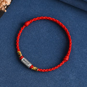 Buddha Stones Handcrafted 925 Sterling Silver Everything Goes Well Design Protection Strength Bracelet Anklet Bracelet Anklet BS Anklet(Circumference 18-30cm) Red Rope