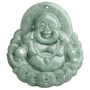 Buddha Stones Laughing Buddha Natural Jade Copper Coin Abundance Necklace Pendant Necklaces & Pendants BS 8