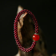 Buddha Stones Natural Garnet Pink Crystal Red Agate Amazonite Bead Protection Bracelet Bracelet BS 7
