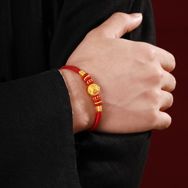 Buddha Stones 999 Gold Chinese Zodiac Auspicious Matches Om Mani Padme Hum Luck Handcrafted Bracelet Bracelet BS 9