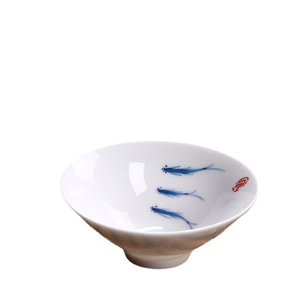 Buddha Stones Jingdezhen Blue and White Porcelain Koi Fish Ceramic Teacup Kung Fu Tea Cups