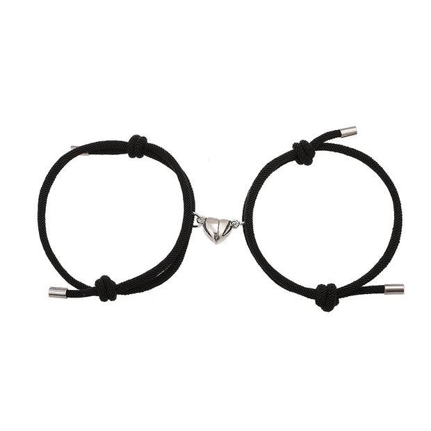 2Pcs Love Magnetic Couple String Strength Bracelet Bracelet BS Black