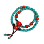 Buddha Stones Turquoise Black Onyx Red Turquoise Bead Protection Bracelet Bracelet Necklaces & Pendants BS 3